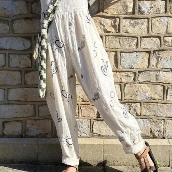 Lucy & Yak Cream Jumpsuit with Black Cactus Print - Picture 5 of 16